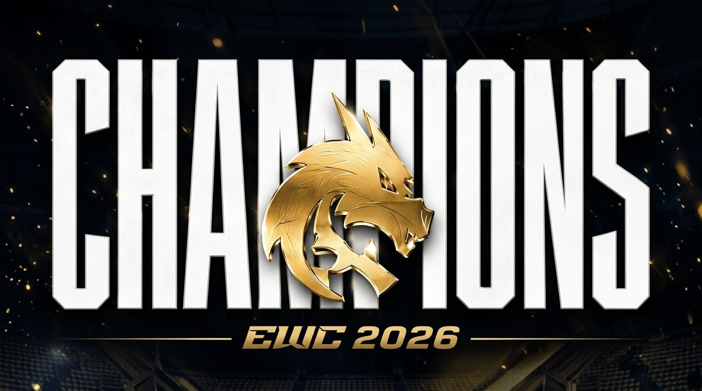 Comemoração da equipe campeã de CS2 na Esports World Cup 2026