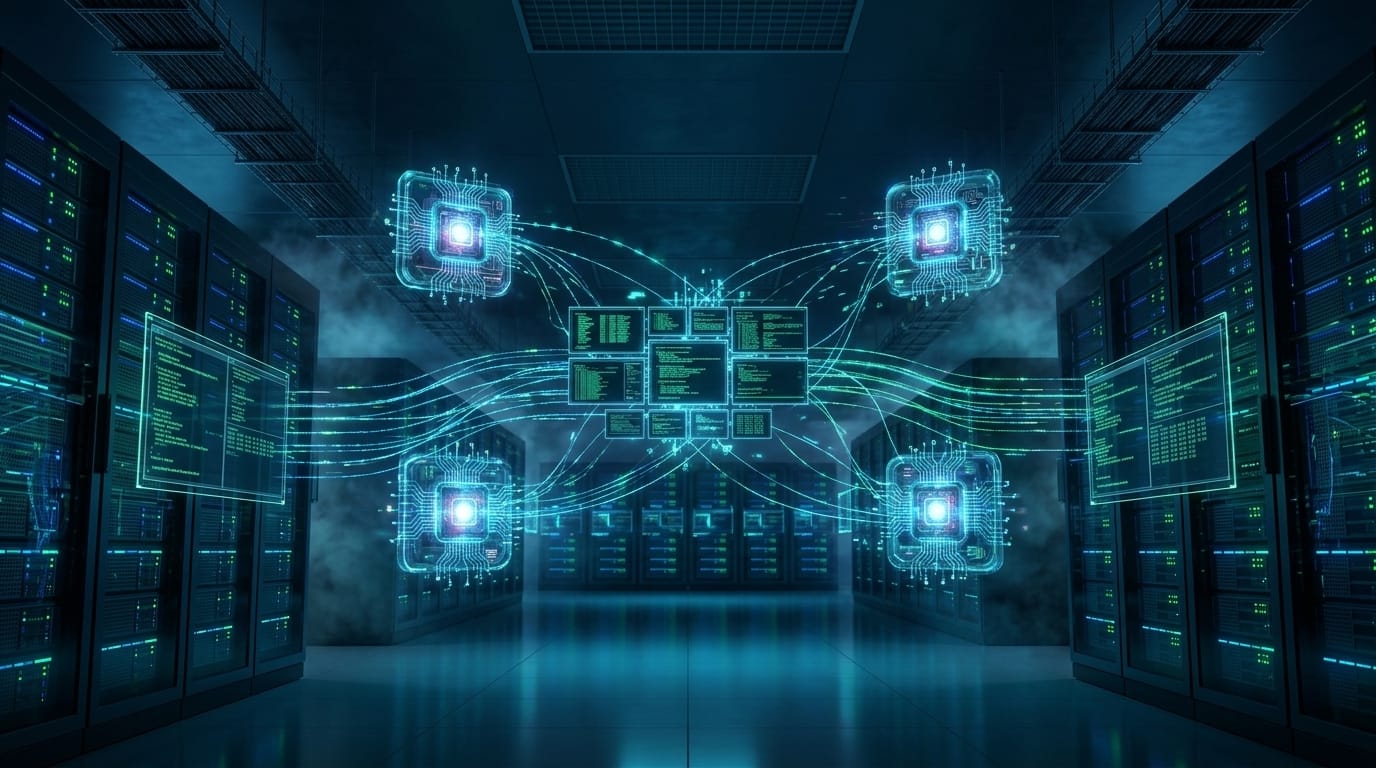 Ilustração de ataque cibernético em escala global orquestrado por agentes de inteligência artificial