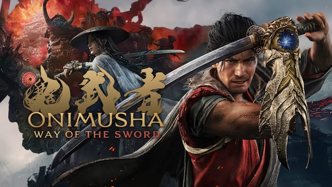 Cena de combate de Onimusha: Way of the Sword, mostrando um samurai enfrentando uma criatura sobrenatural em Kyoto feudal